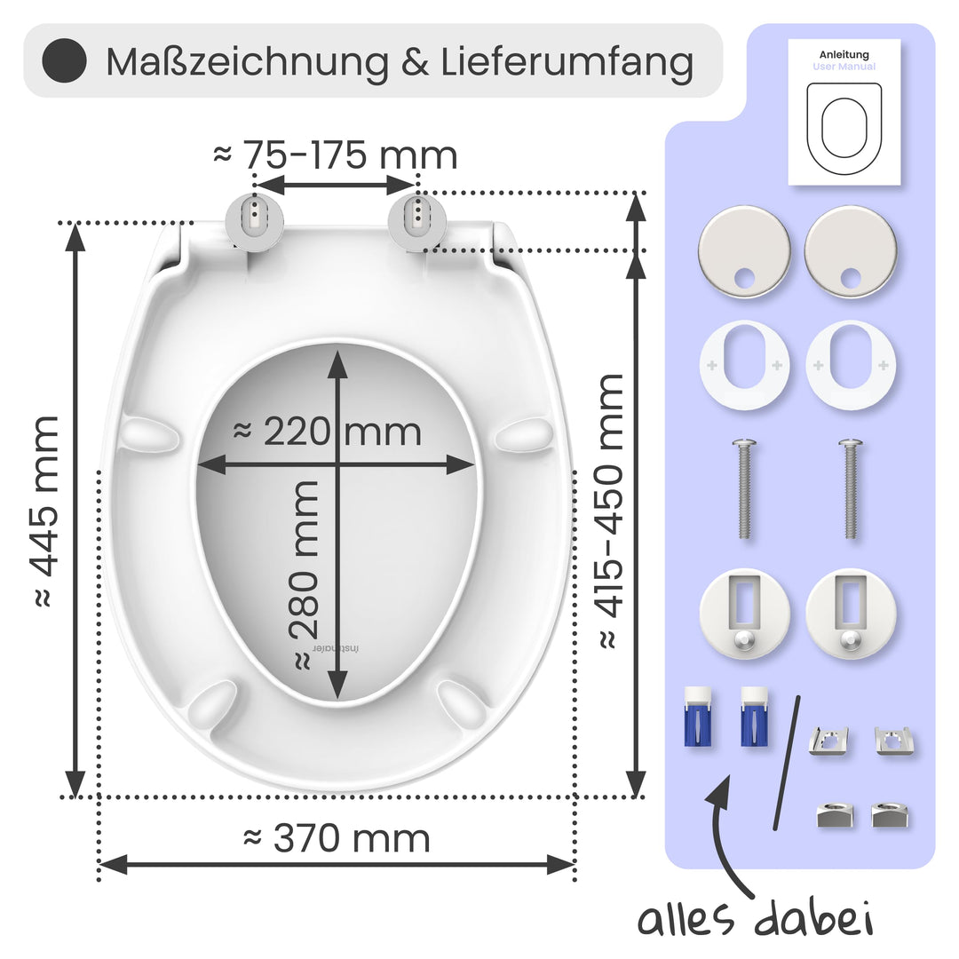 WC-Sitz oval mit Absenkautomatik Duroplast Weiß antibakteriell - Bild 8