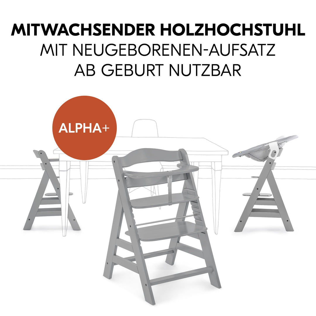 Hochstuhl Holz 4-in-1 Set mit Babywippe und Neugeborenenaufsatz - Bild 3