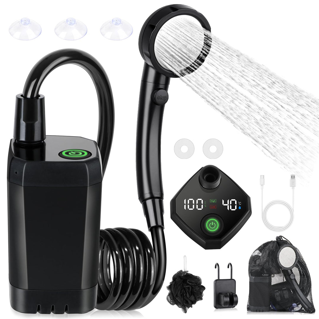 Campingdusche Akku 6000mAh mit Pumpe, 4 Modi, IPX7