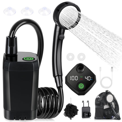 Campingdusche Akku 6000mAh mit Pumpe, 4 Modi, IPX7