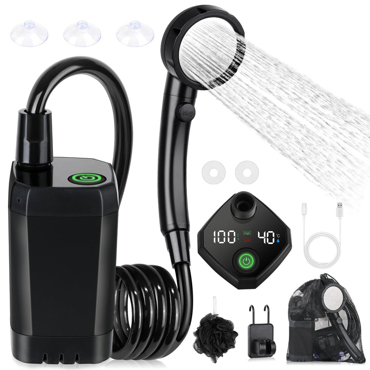 Campingdusche Akku 6000mAh mit Pumpe, 4 Modi, IPX7