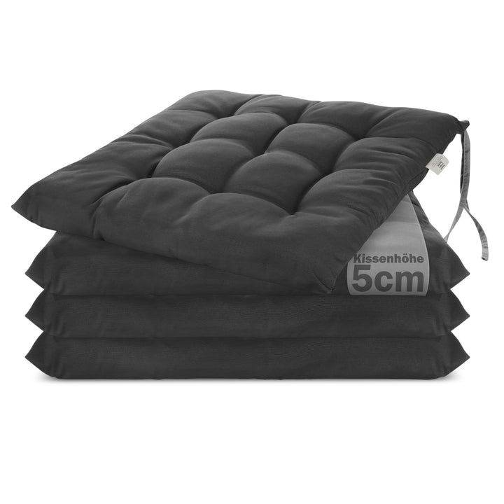 Sitzkissen 40x40x5 cm 4er-Set gesteppt für Indoor &amp; Outdoor