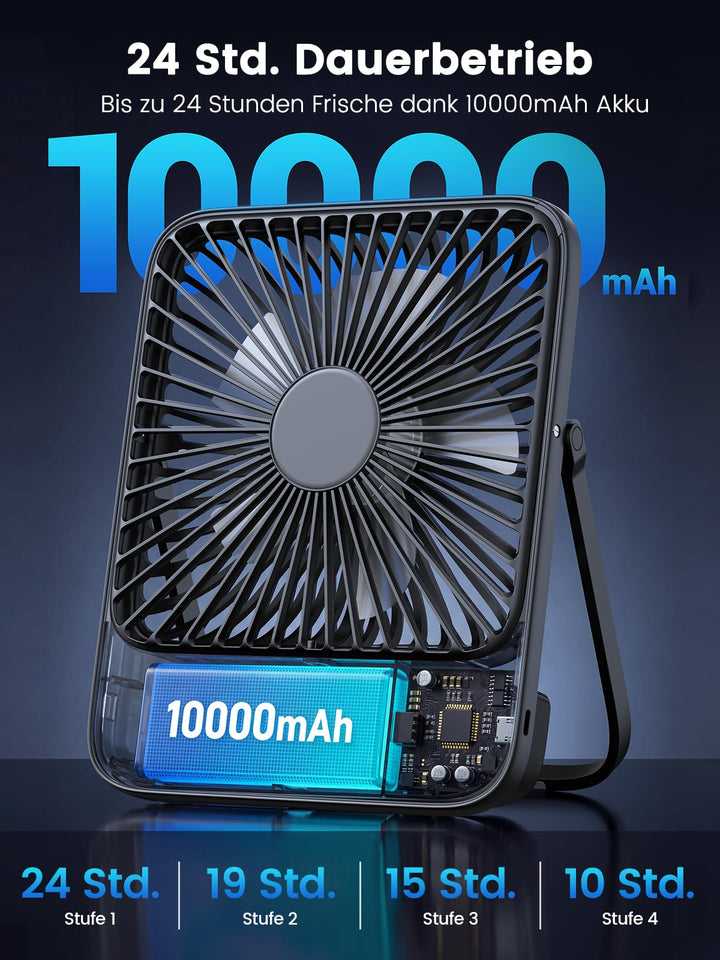 Akku-Tischventilator 10000mAh USB-C leise bis 24 Std. - Bild 2