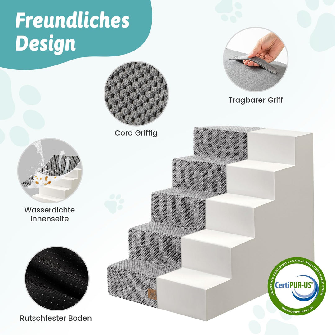 Hundetreppe 5 Stufen Memory-Schaum 50cm breit für kleine Hunde - Bild 9