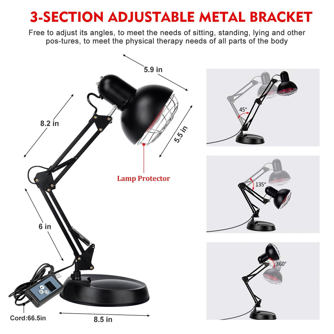 Infrarotlampe 150W mit Ständer, Timer und 10 Temperaturstufen - Bild 4