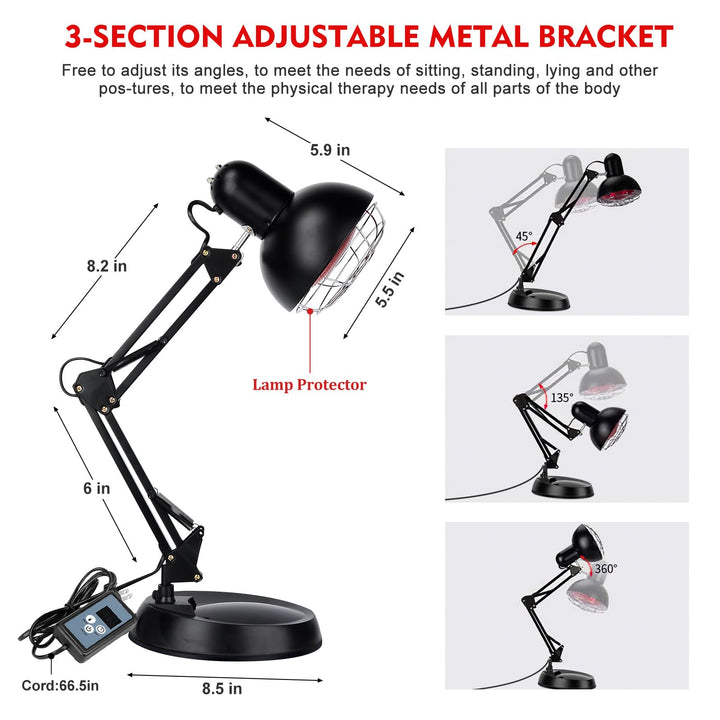 Infrarotlampe 150W mit Ständer, Timer und 10 Temperaturstufen - Bild 4