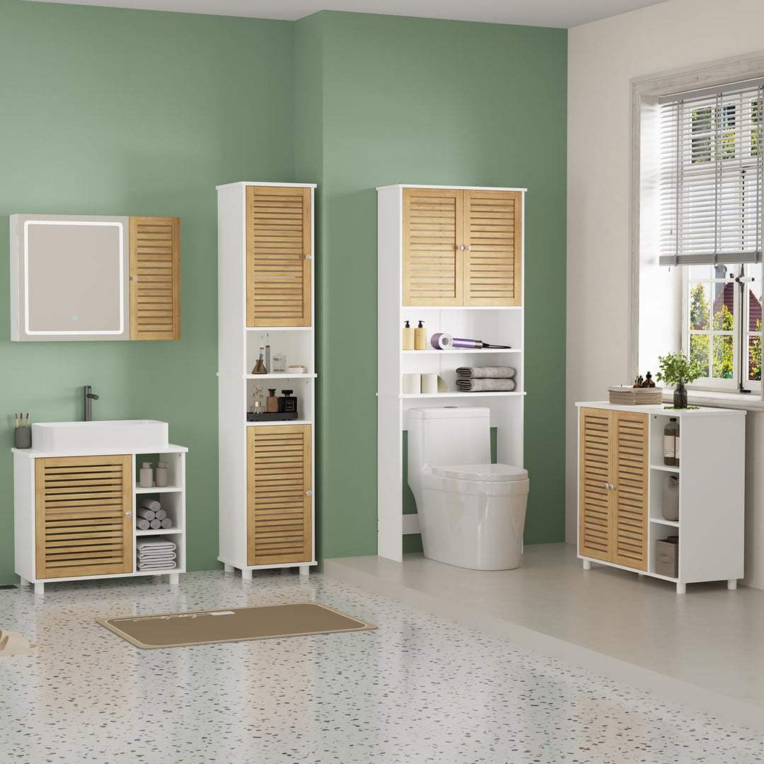 Badezimmerhochschrank Bambus 185.5x65x24 cm über Waschmaschine - Bild 8