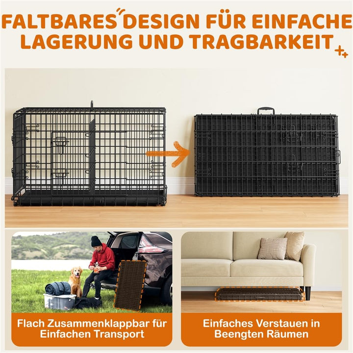 Hundekäfig klappbar Metall XL 107x66x74,5 cm mit 2 Türen - Bild 7