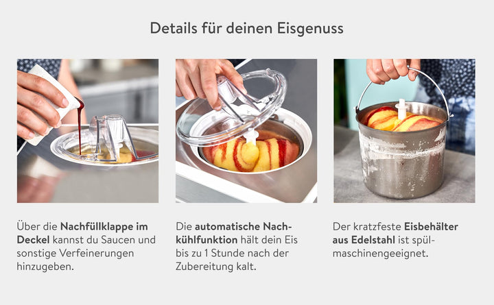 Eismaschine &amp; Joghurtbereiter 2 L mit Kompressor Edelstahl 220 W - Bild 4