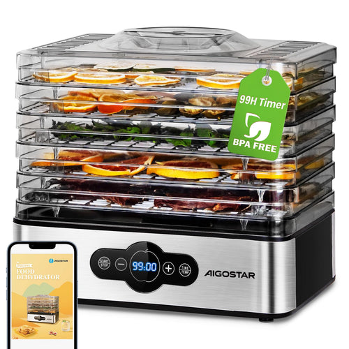 Dörrautomat Edelstahl 5 Fächer 35-70°C Timer 99h für Fleisch Obst