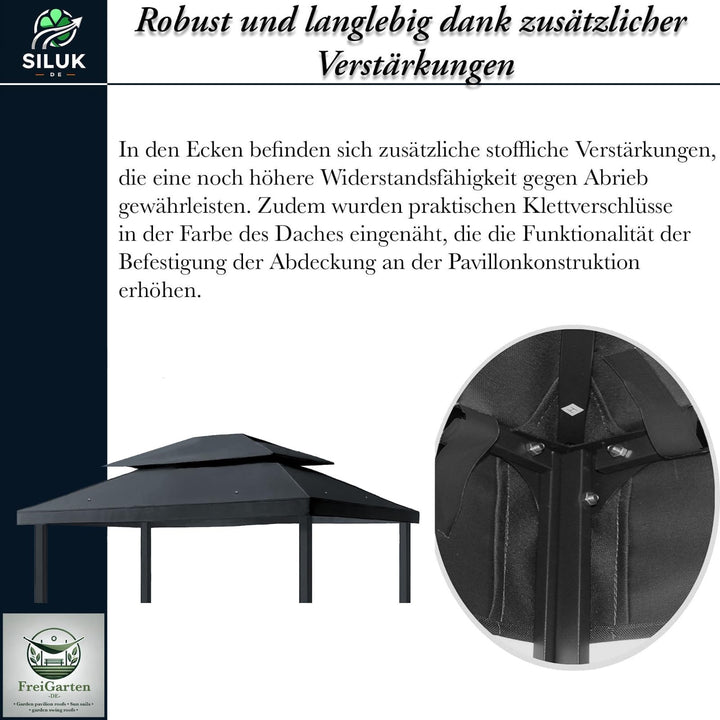 Ersatzdach Pavillon 3x4 m Anthrazit PVC 370g/m² wasserdicht - Bild 3