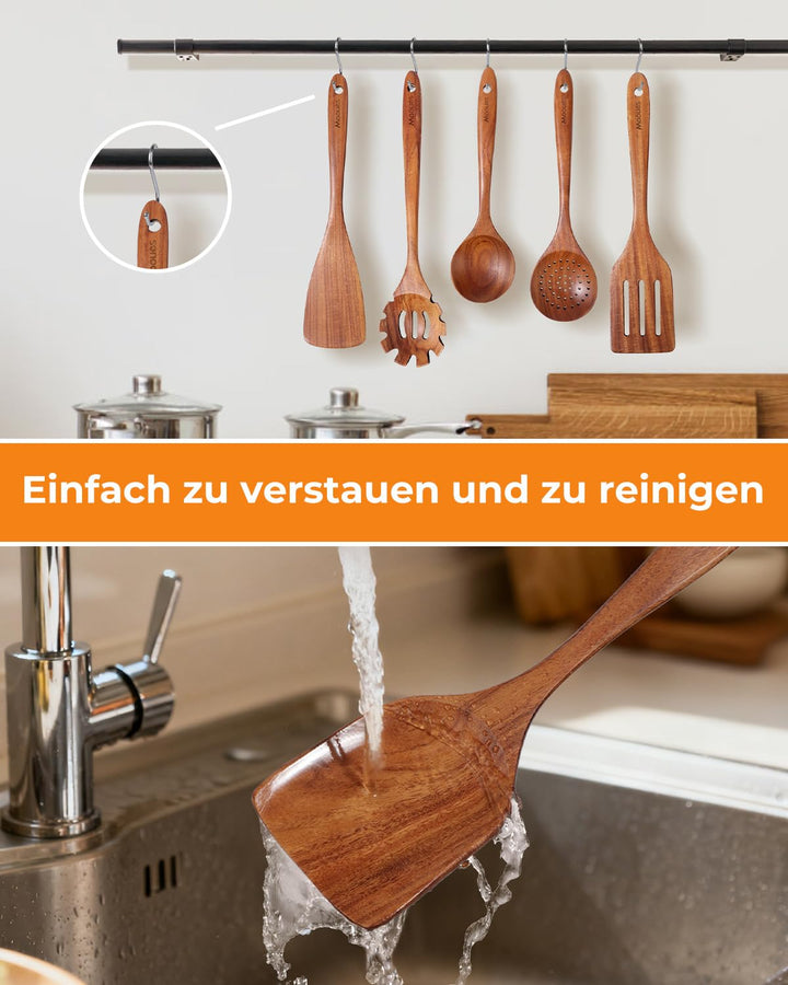 Küchenutensilien Set Teakholz 10-teilig mit Kelle und Wender - Bild 5
