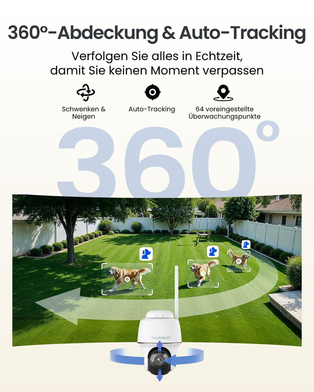 Solar-Überwachungskamera Aussen 4K 8MP WLAN 355° Schwenkbar - Bild 3
