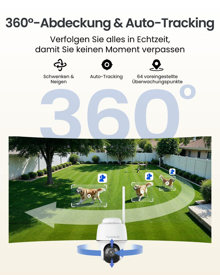 Solar-Überwachungskamera Aussen 4K 8MP WLAN 355° Schwenkbar - Bild 3