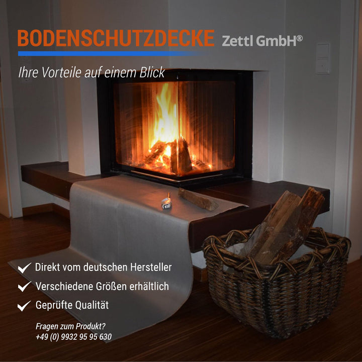 Bodenschutzmatte Kamin &amp; Grill feuerfest 550°C 1x1 m Grau - Bild 5