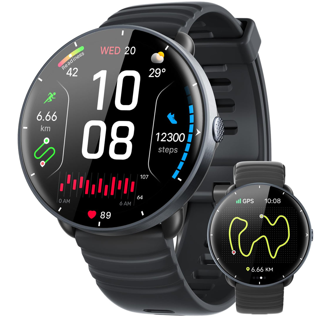 Smartwatch mit GPS und Schwimmtracking 5 ATM wasserdicht AMOLED