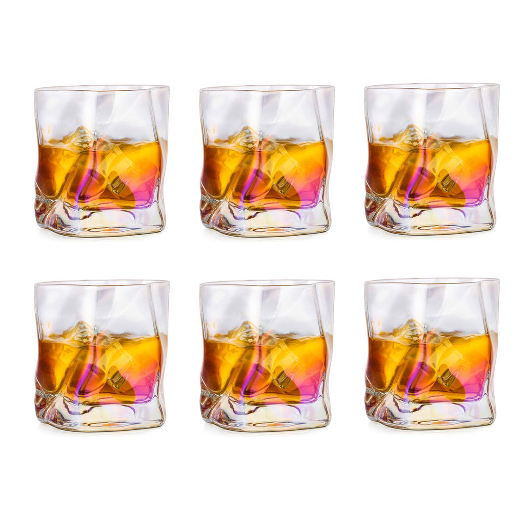 Whisky Tumbler Gläser 6er-Set mit Rillenstruktur für Bar &amp; Zuhause