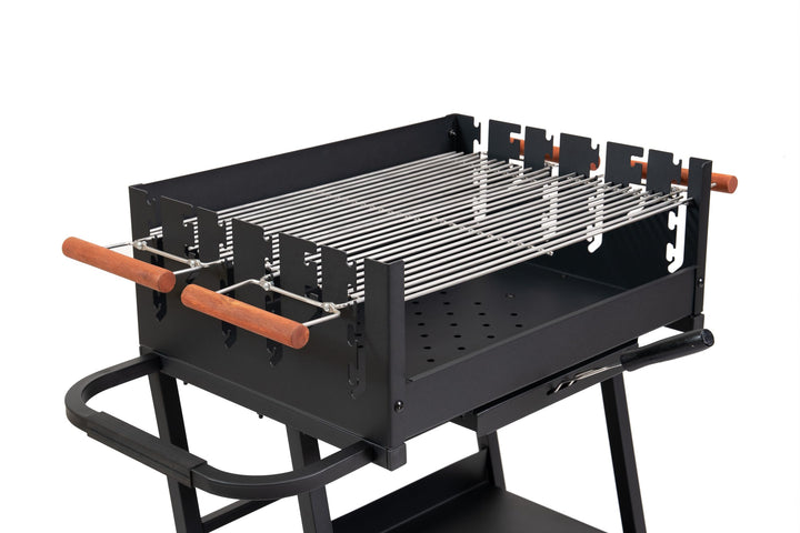 Holzkohlegrill Stahl mit 2 höhenverstellbaren Rosten und Rollen - Bild 9
