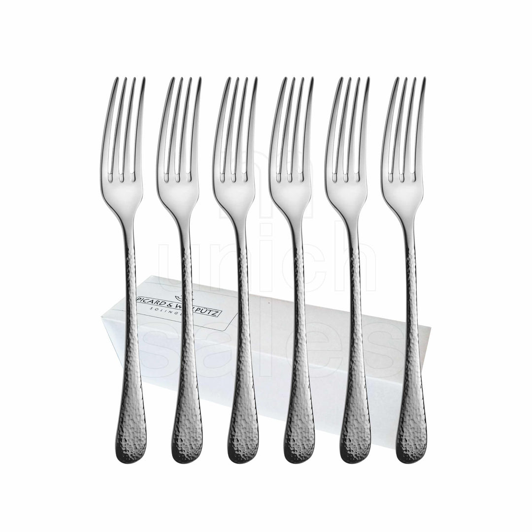 Dessertgabeln 6er-Set Edelstahl 18/10 Hammerschlag-Design poliert
