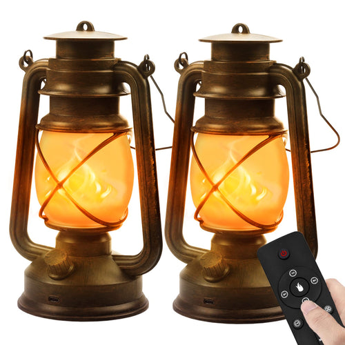LED Laterne Hängend 2er-Set Flammeneffekt USB-C Akku Outdoor