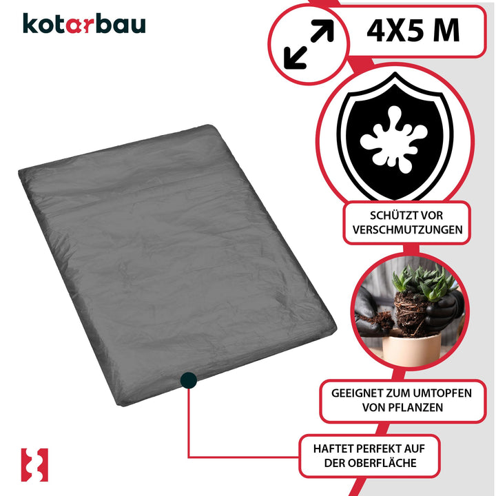 Abdeckfolie Maler 4x5m Grau Polyethylen 50er Set - Bild 4