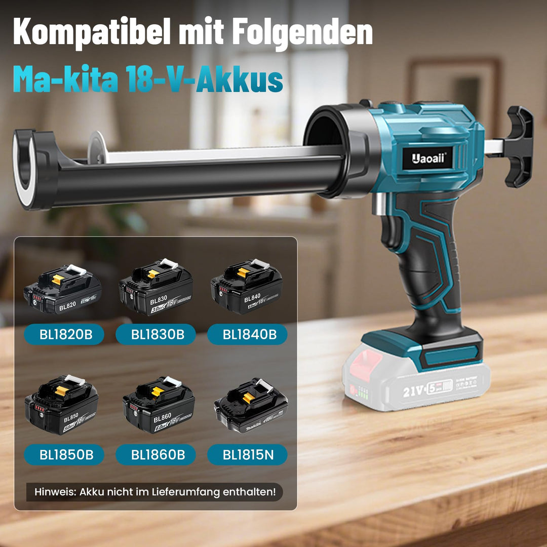 Akku-Kartuschenpistole 18V mit LED und 4 Geschwindigkeiten für 300-ml-Kartuschen - Bild 6