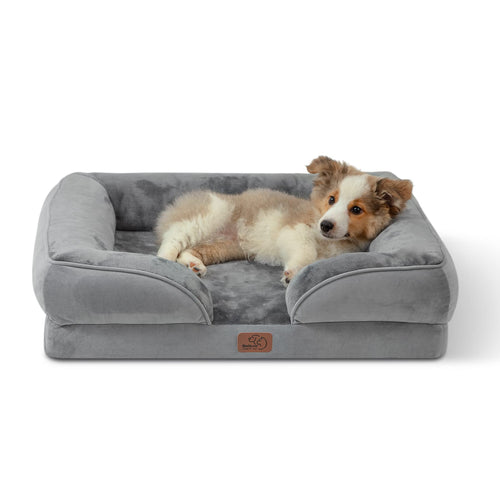 Orthopädisches Hundebett Flanell 71x58cm Grau mit Abnehmbarem Bezug