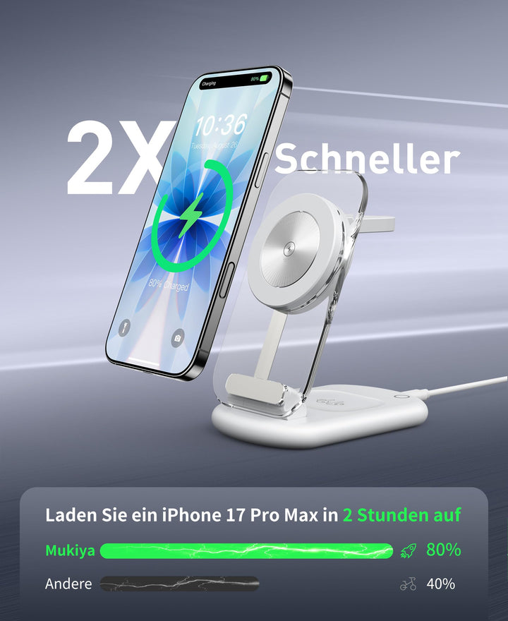 3-in-1 Ladestation MagSafe iPhone Apple Watch AirPods faltbar 2er Set - Bild 3