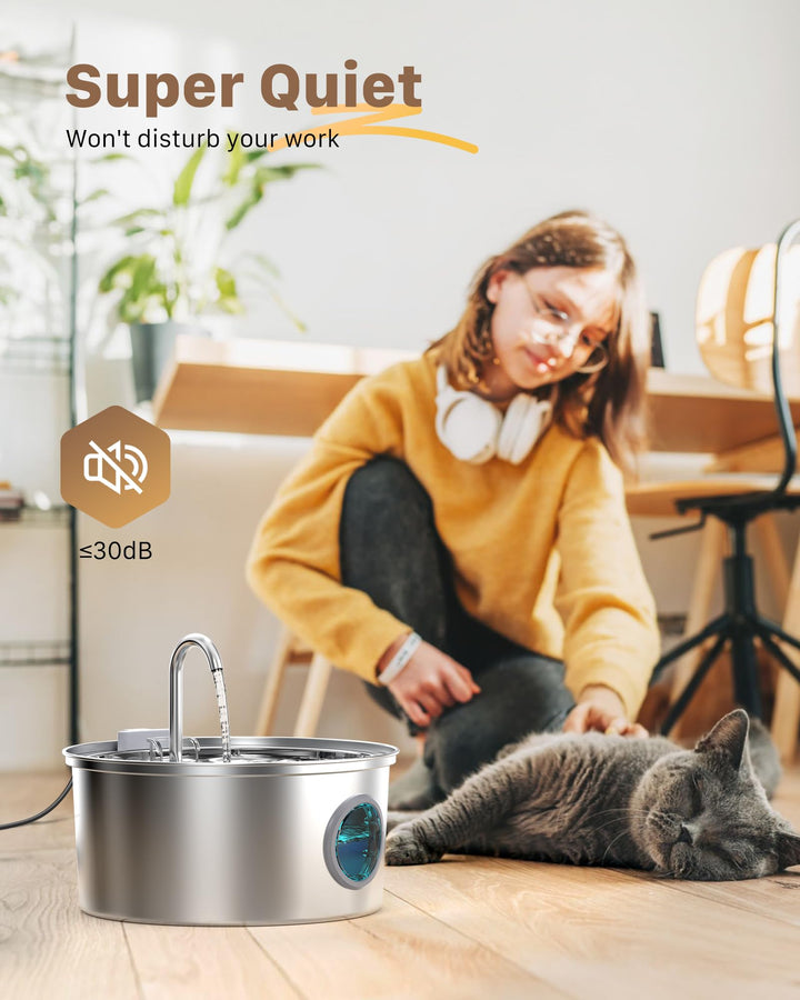Katzenbrunnen Edelstahl 3,2L mit Wasserstandsfenster und LED - Bild 5