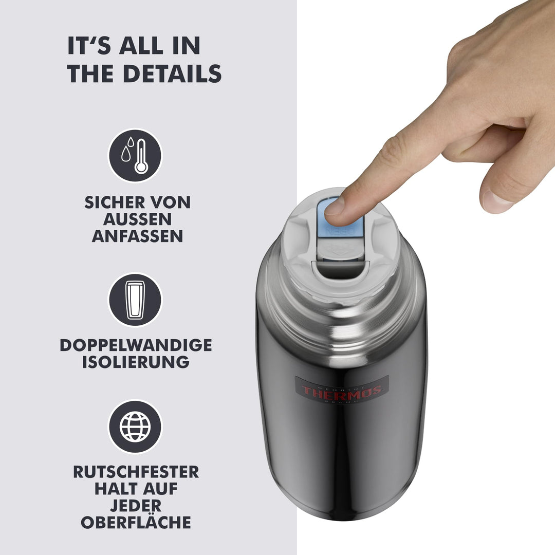 Thermosflasche 500ml Edelstahl 12h heiss mit Trinkbecher Stone Grey - Bild 4