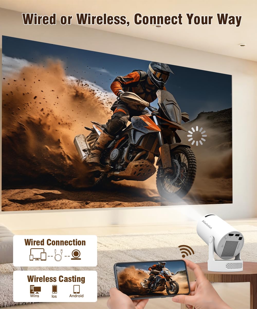 Mini Beamer 4K-Support Wi-Fi 6 Bluetooth 8000 Lumen tragbar - Bild 4