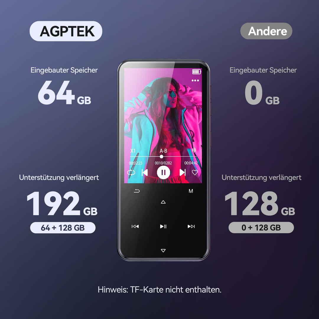 MP3-Player 64GB Bluetooth 5.3 HiFi mit 2,4" Farbdisplay - Bild 6