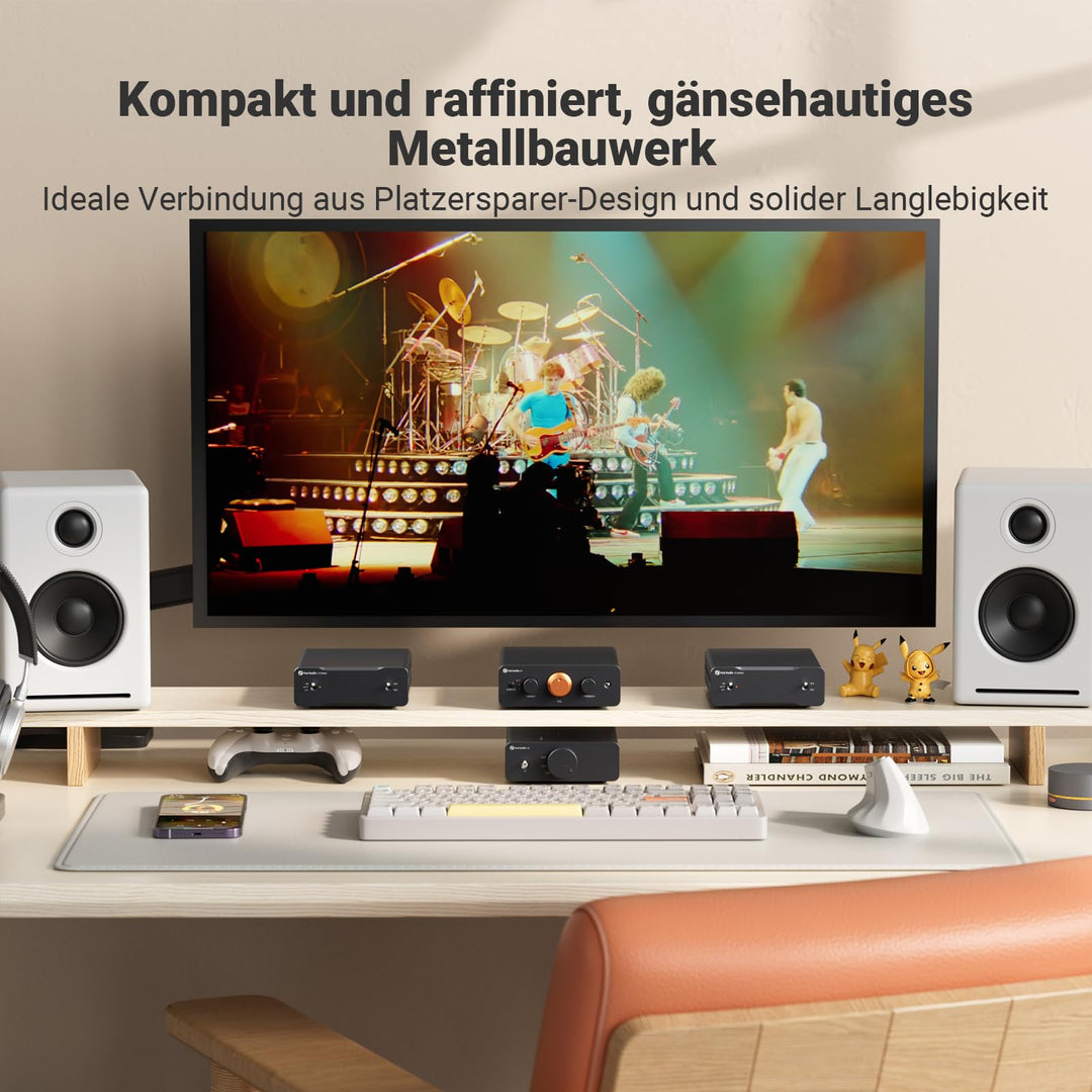 Stereo Vorverstärker Mini 3x RCA Eingang Fernbedienung Bass/Höhen - Bild 5