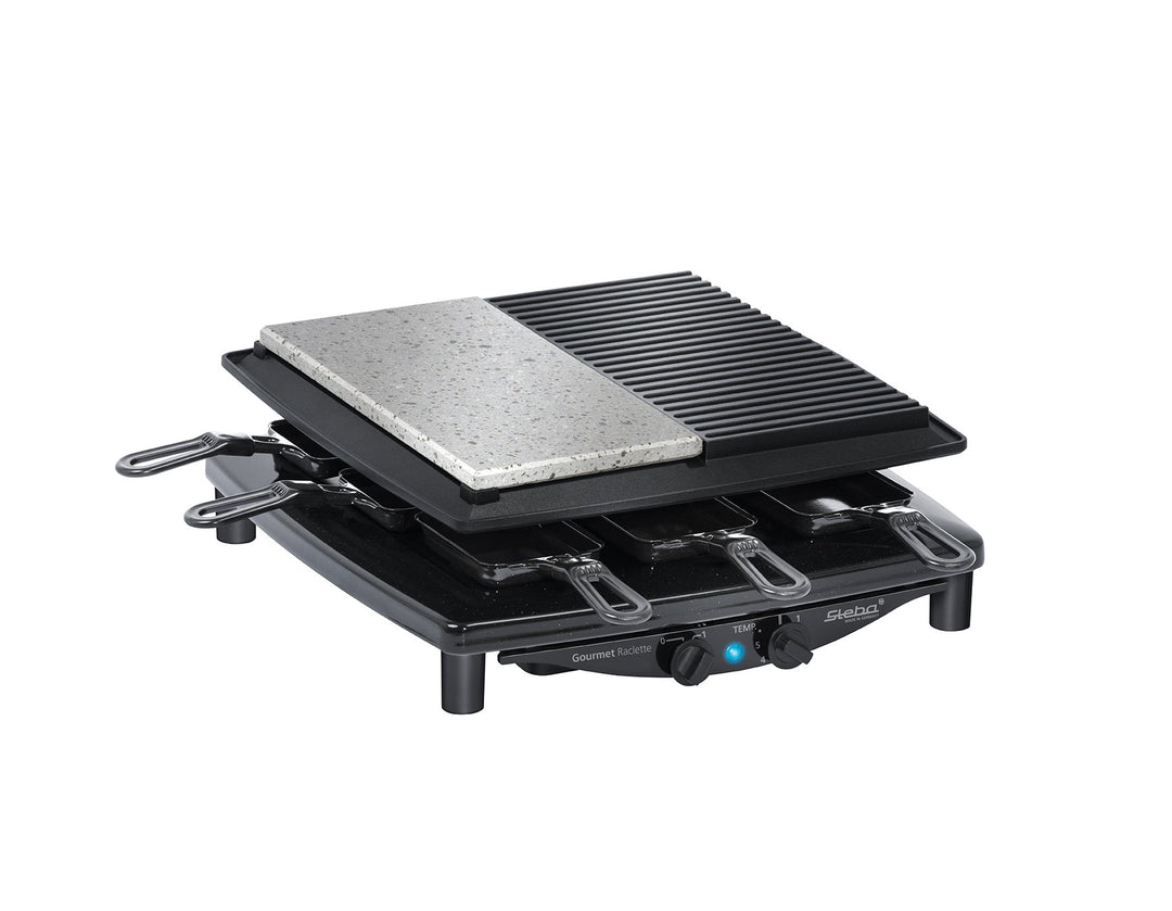 Raclette-Grill 8 Personen mit Steinplatte &amp; Antihaft-Grillplatte
