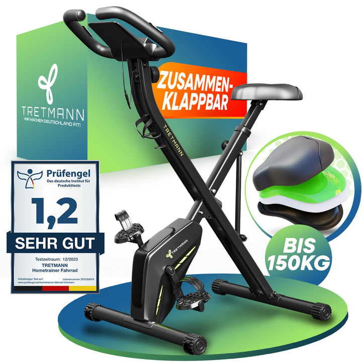 Heimtrainer klappbar Magnetbremse bis 150 kg mit Relax-Foam Sattel
