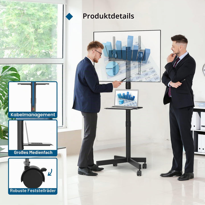 TV Ständer rollbar 23-65 Zoll höhenverstellbar bis 135 cm - Bild 4