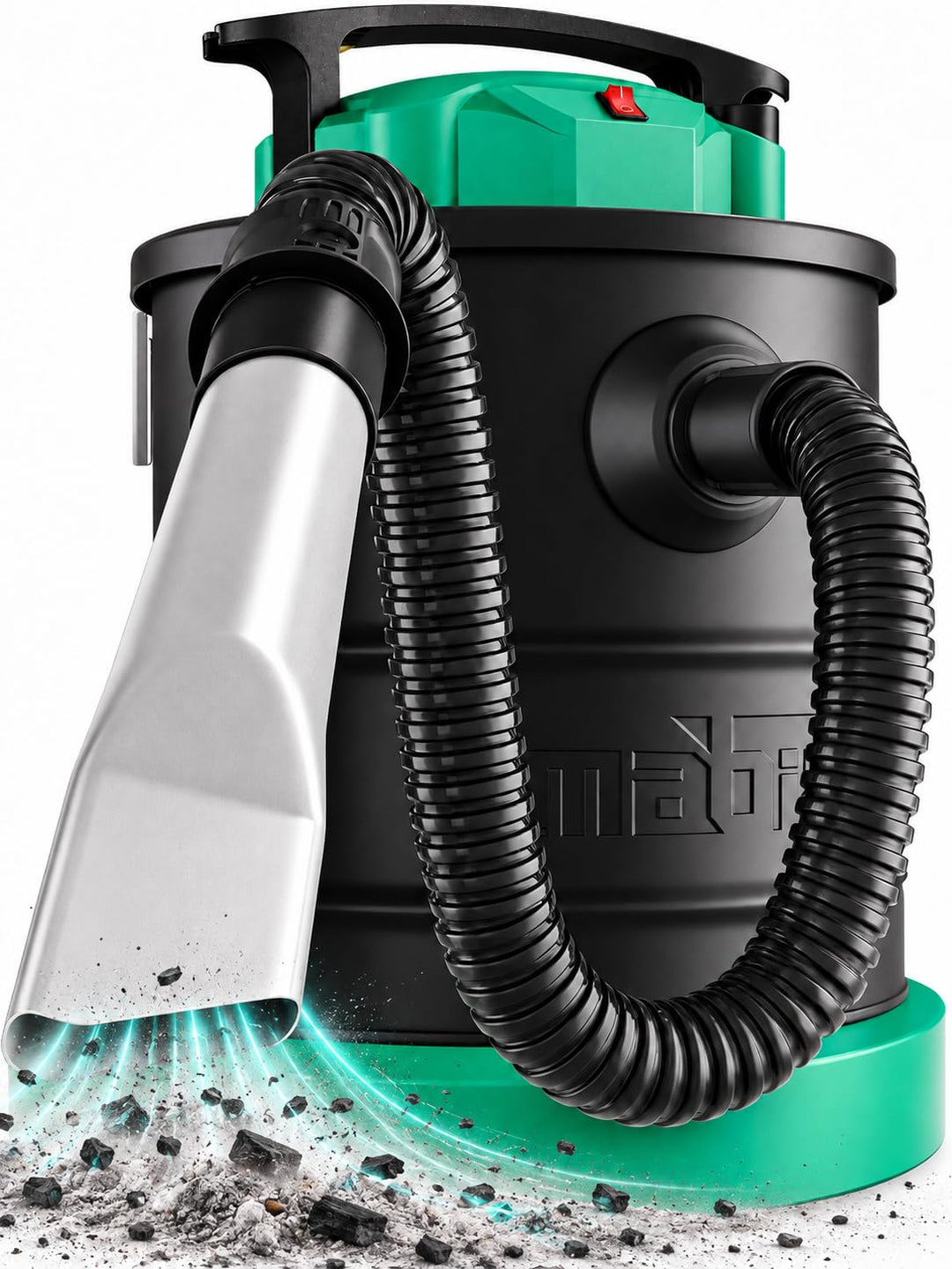 Aschesauger 1200 W mit HEPA-Filter 18 L Metalltank für Kamin