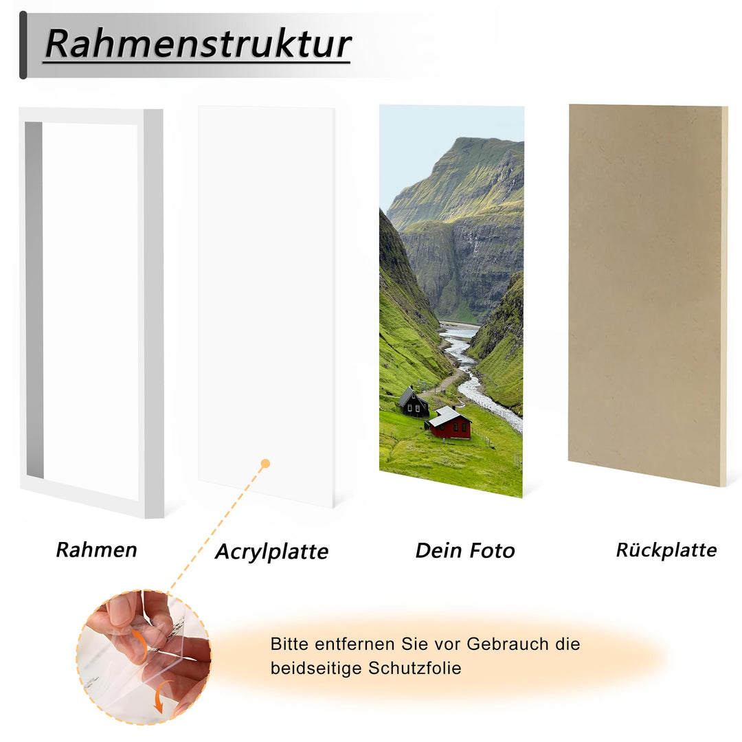 Bilderrahmen 50x70 cm Weiss MDF mit Acrylglas 3er Set - Bild 3