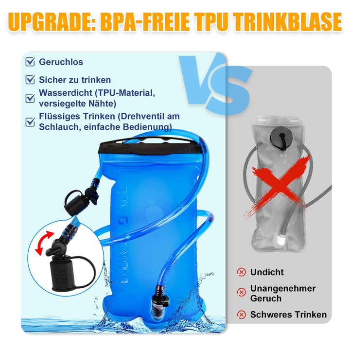 Laufweste mit 2L Trinkblase und 500ml Flasche, 10 Taschen, ultraleicht - Bild 7