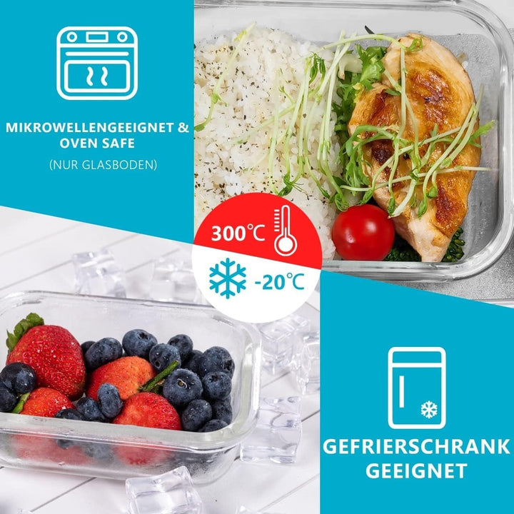 Meal Prep Boxen Glas 12er-Set Borosilikat verschiedene Grössen - Bild 3