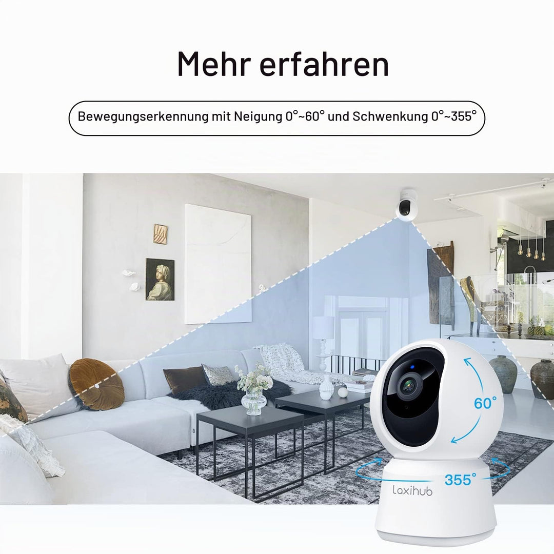 Überwachungskamera Innen 2K/3MP Doppelpack WLAN mit App 355° Schwenk - Bild 2