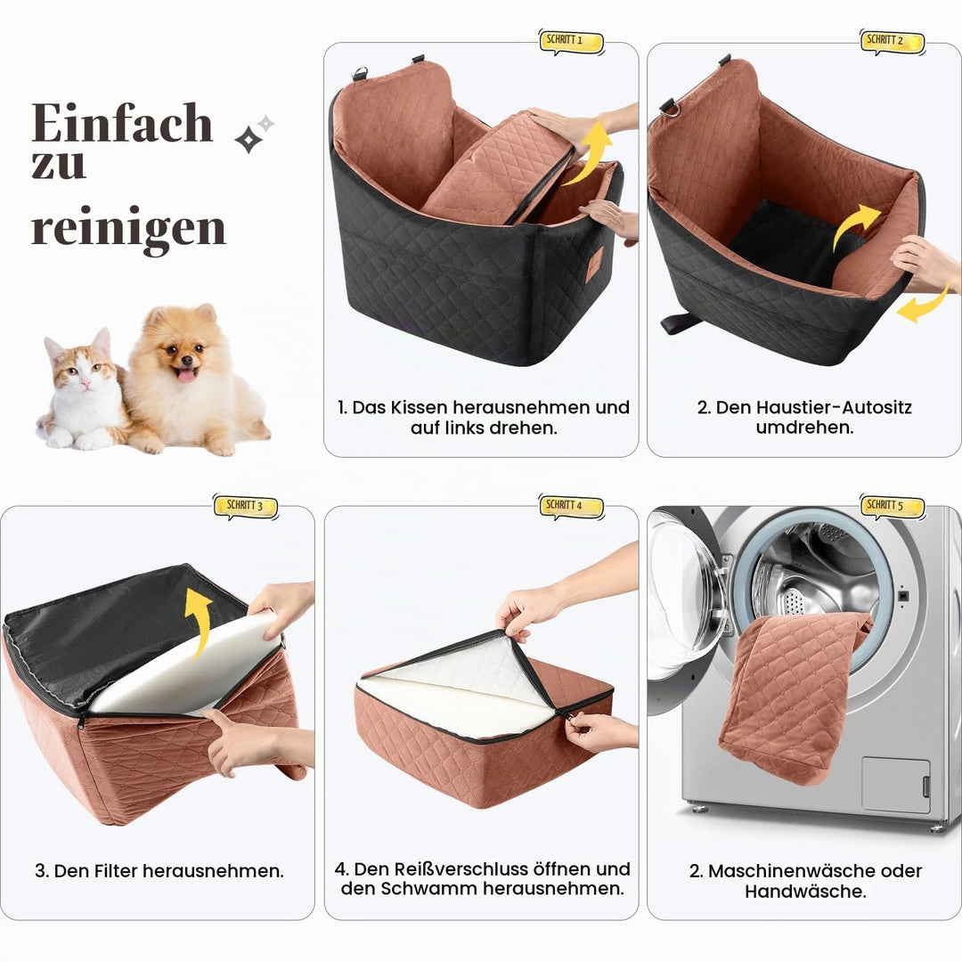 Hunde-Autositz mit Sitzerhöhung Memory-Schaum waschbar für kleine Hunde - Bild 4
