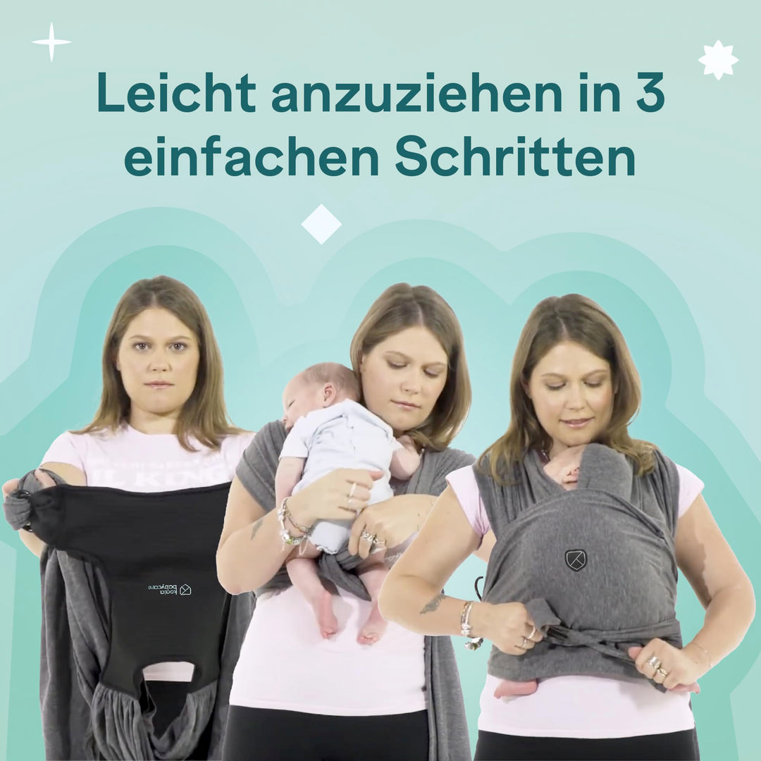 Tragetuch Neugeborene bis 9 kg mit Ringverschluss schwarz - Bild 3
