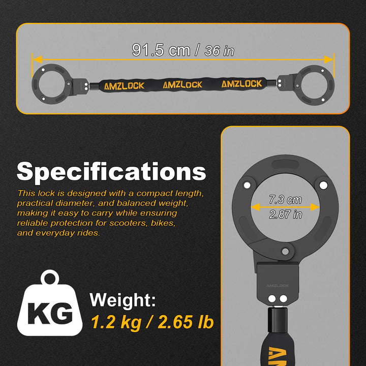 E-Scooter Schloss Handschellen-Design 90cm Kette mit 3L Tasche - Bild 2