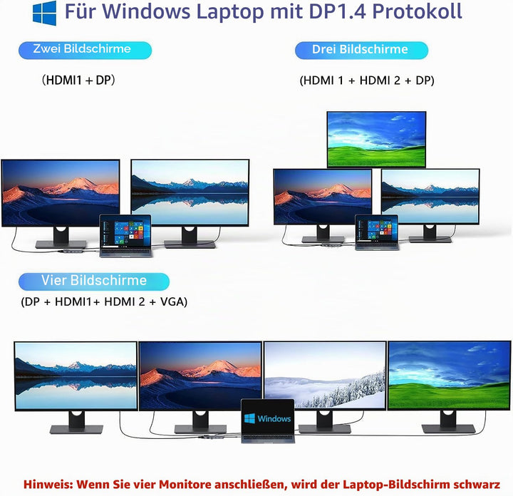 Dockingstation USB-C 8-in-1 Dual HDMI 4K fuer Laptop - Bild 3