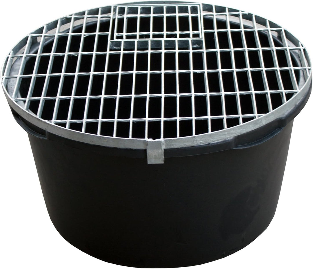 Springbrunnen-Set verzinktes Abdeckgitter + PE Becken 66 cm 90 L