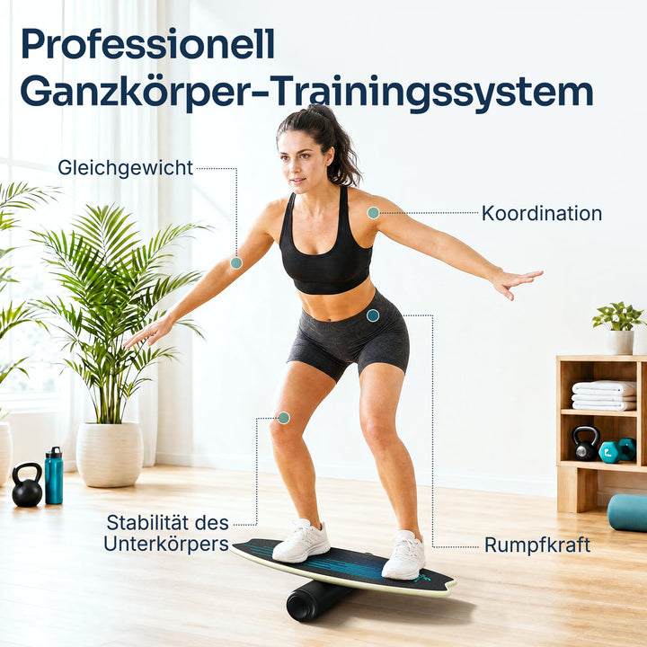 Balance Board Holz 2-in-1 mit Rolle und Ball für Kinder und Erwachsene - Bild 2