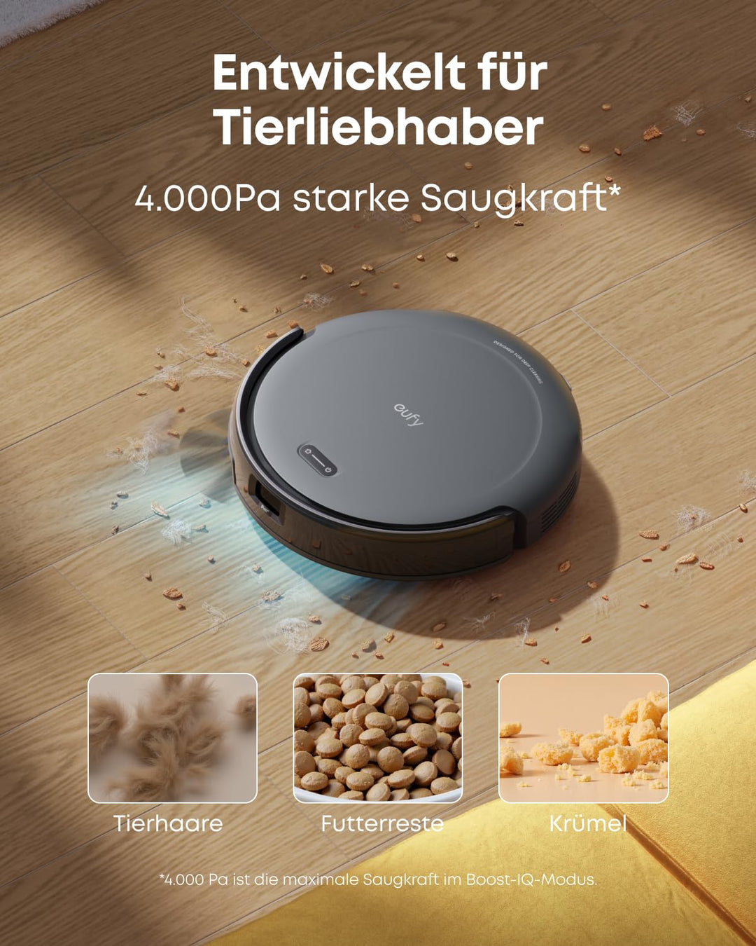 Saugroboter mit Absaugstation 4000Pa Saugkraft fuer Tierhaare - Bild 8