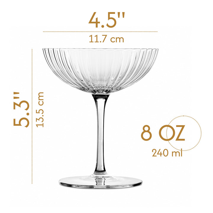 Coupe Cocktailgläser 4er Set Kristall 240 ml Muschel-Design - Bild 3