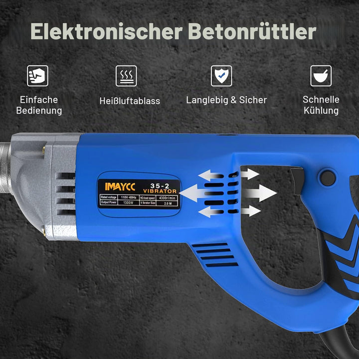 Betonrüttler 1300W mit 2m Kupferschaft für Zementarbeiten - Bild 4